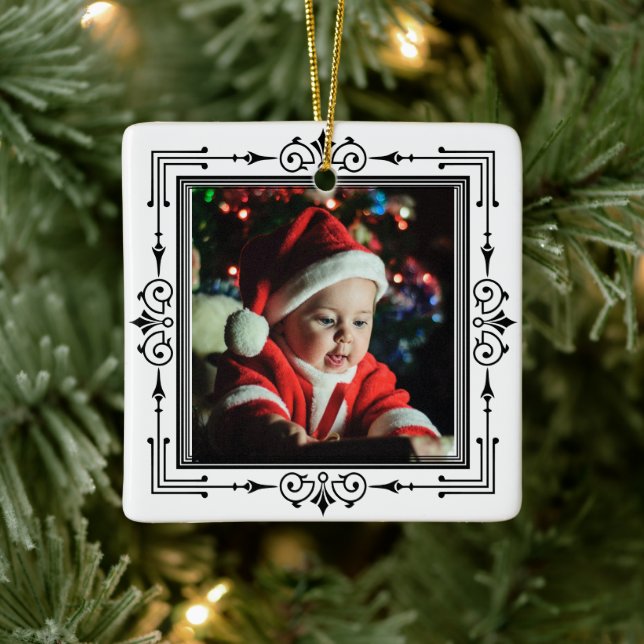 Adorno De Cerámica El marco elegante del primer Navidad del bebé, Fel (Árbol)