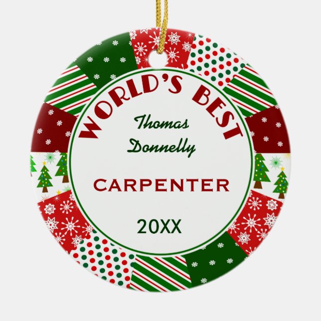 Adorno De Cerámica El MEJOR CARPINTERO o cualquier empleo (Frente)