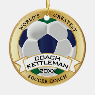 Adorno De Cerámica El mejor entrenador de fútbol del mundo, verde, a