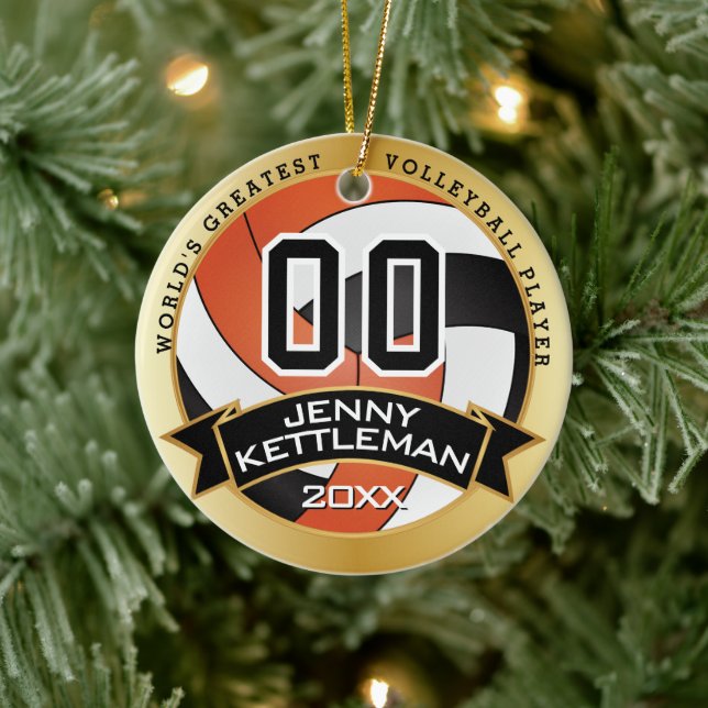Adorno De Cerámica El mejor Naranja de voleibol del mundo (Árbol)