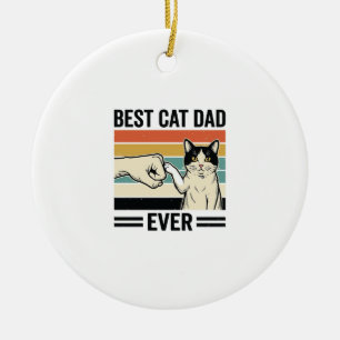 Adorno De Cerámica El Mejor Papá Gato Retro Camiseta Puño Gato_1