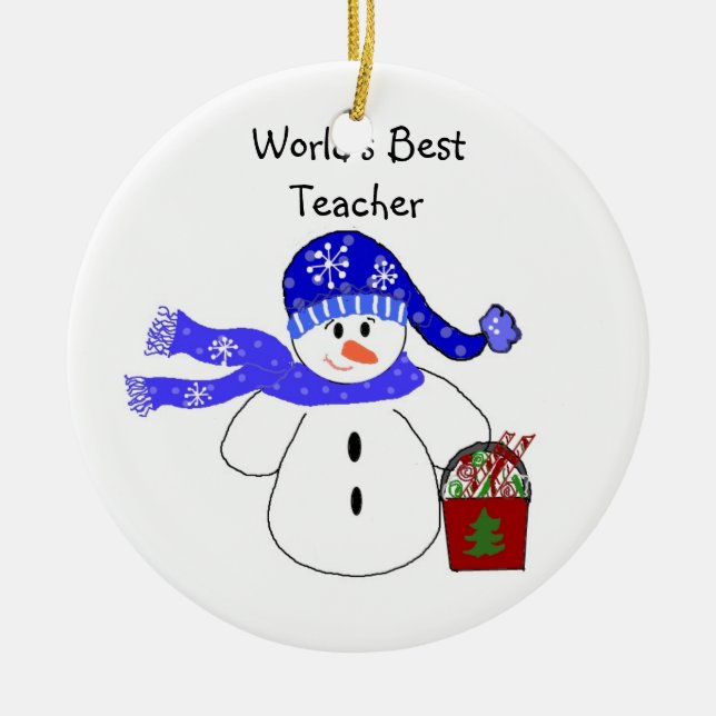 Adorno De Cerámica El mejor profesor del mundo de las Snowman (Frente)