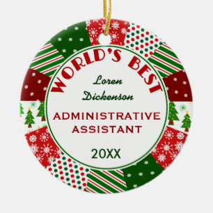 Adorno De Cerámica El mejor regalo del navidad del Admin Asst