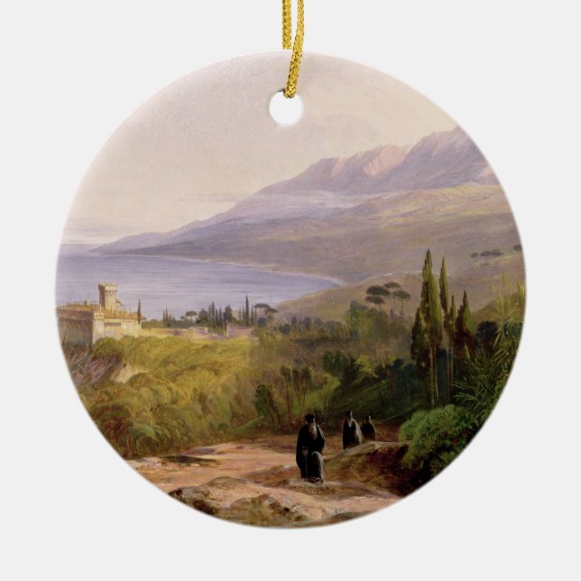 Adorno De Cerámica El monte Athos y el monasterio de Stavroniketes, (Frente)