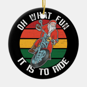 Adorno De Cerámica El motociclista Papá Noel es divertido
