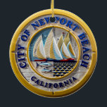 Adorno De Cerámica El muelle Balboa de Newport a dos lados<br><div class="desc">Hermosa playa de Newport en el sur de California con el muelle Balboa al atardecer. Este adorno de dos lados es vibrante con diferentes vistas y hace de las vacaciones un gran recuerdo.</div>