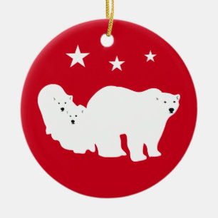 Adorno De Cerámica El navidad adorna los osos polares rojos