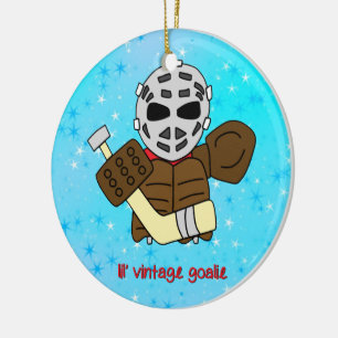 Adorno De Cerámica El navidad adorna, portero lindo del hockey