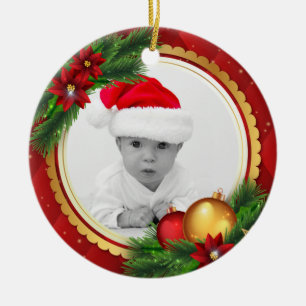Adorno De Cerámica El navidad clásico de la foto de encargo añade a