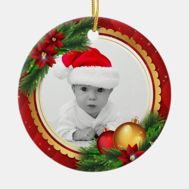Adorno De Cerámica El navidad clásico de la foto de encargo añade a (Frente)