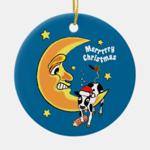 Adorno De Cerámica El navidad se acobarda caído sobre la luna