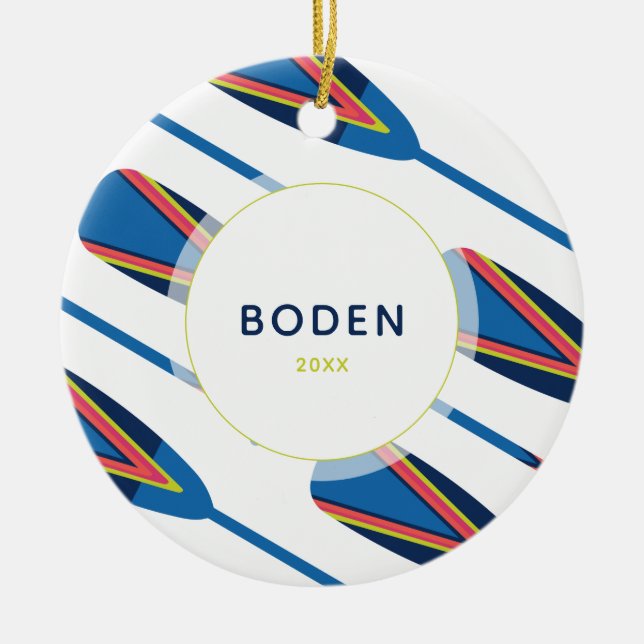 Adorno De Cerámica El nombre personalizado tiene Navidades modernos (Frente)