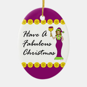 Adorno De Cerámica El oro fabuloso del navidad de la diva del vino