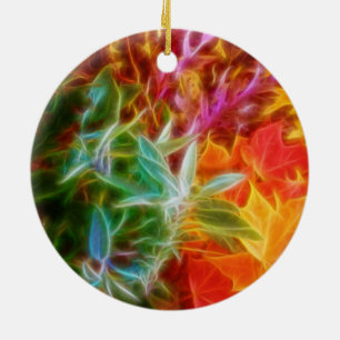 Adorno De Cerámica El otoño fractal deja el arcoiris