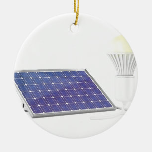 Adorno De Cerámica El panel solar y bombilla