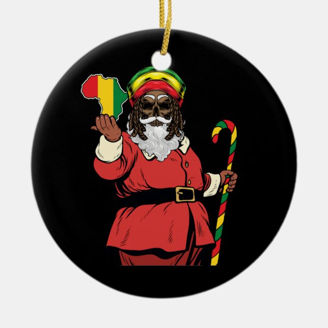 Adorno De Cerámica El Papá Noel rasta Gorras Navidades rastafari (Frente)