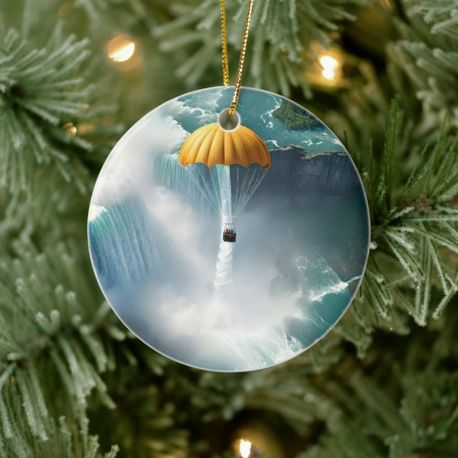 Adorno De Cerámica El Paracaidismo Sobre Las Cataratas Del Niágara En (Árbol)