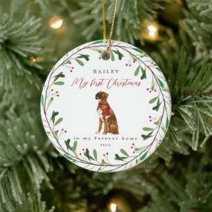 Adorno De Cerámica El perro es mi primera Navidad con el nombre de Bo