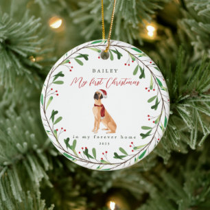 Adorno De Cerámica El perro es mi primera Navidad con nombre Gran dan