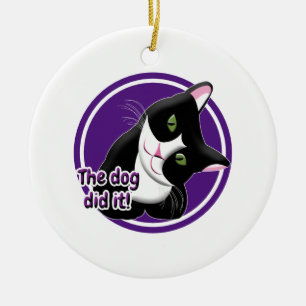 Adorno De Cerámica El perro lo hizo Cat