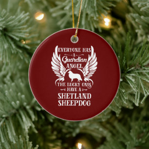 Adorno De Cerámica El perro mascota Shetland angel guardián