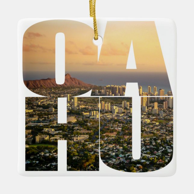 Adorno De Cerámica El personalizado 2 echó a un lado navidad de Oahu (Anverso)