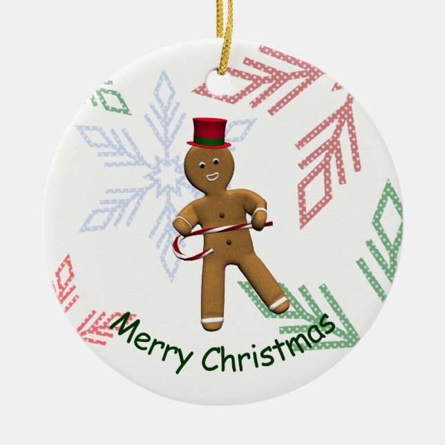 Adorno De Cerámica El Personalizado bailarín Gingerbread Man (Frente)