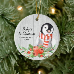 Adorno De Cerámica El pingüino ruso y sus primeros Navidades