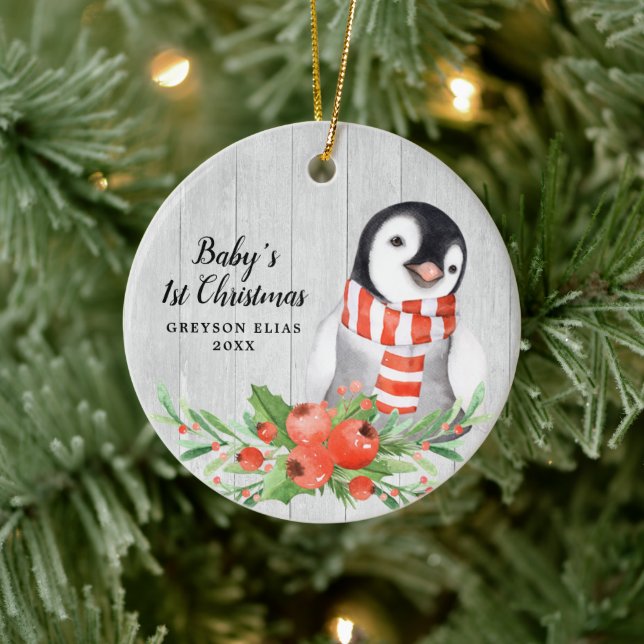 Adorno De Cerámica El pingüino ruso y sus primeros Navidades (Árbol)