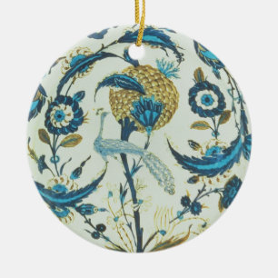 Adorno De Cerámica El plato de Iznik pintado con un pavo real se