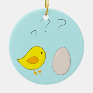Adorno De Cerámica El pollo o el huevo dibujo animado de Pascua adora