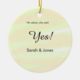 Adorno De Cerámica Él preguntó ella dijo que sí compromiso amarillo p