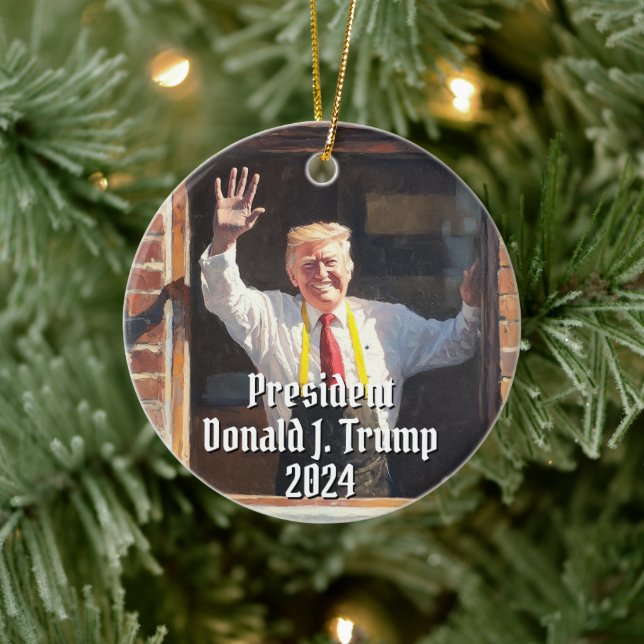 Adorno De Cerámica El presidente Donald J. Trump, curioso plato de co (Árbol)