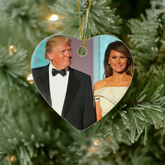 Adorno De Cerámica El presidente Trump y la primera dama Melania Trum (Árbol)