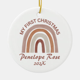 Adorno De Cerámica El primer arcoiris navideño del bebé