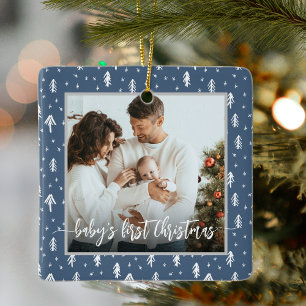 Adorno De Cerámica El primer azul de Navidad del bebé