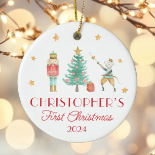 Adorno De Cerámica El primer cachiporro navideño del bebé personaliza