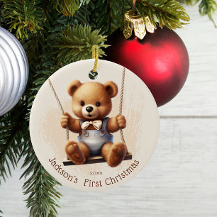 Adorno De Cerámica El primer día de Navidad del bebé en remo