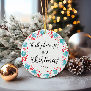 Adorno De Cerámica El primer Holly de Navidad del bebé barbudo