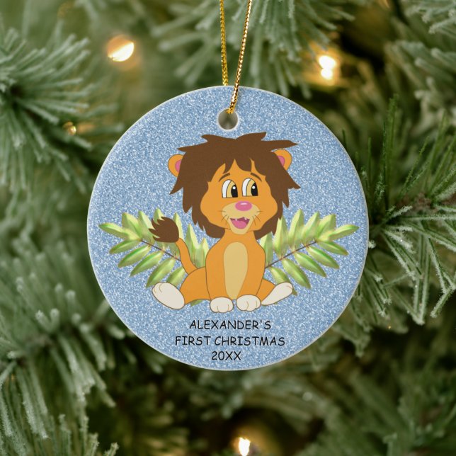 Adorno De Cerámica El primer león de chico navideño (Árbol)