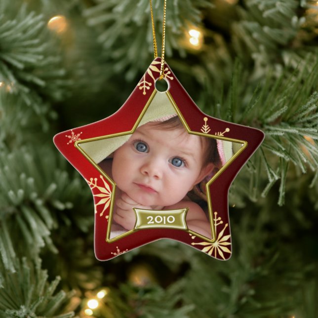 Adorno De Cerámica El primer marco de fotos navideñas del bebé (Árbol)