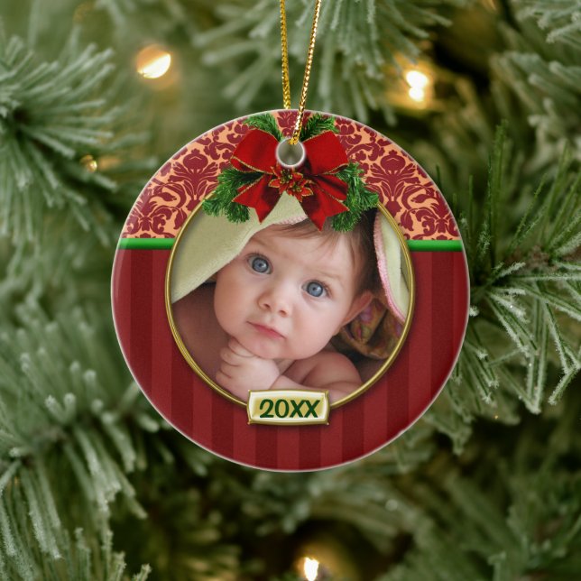 Adorno De Cerámica El primer marco de fotos navideñas del bebé (Árbol)