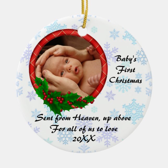 Adorno De Cerámica El primer navidad del bebé LINDO (Frente)