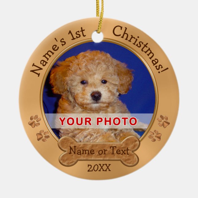Adorno De Cerámica El primer navidad del perrito adorna 2 FOTOS, (Frente)