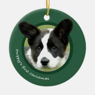 Adorno De Cerámica El primer navidad del perrito (Corgi Galés de la