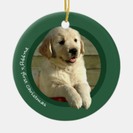 Adorno De Cerámica El primer navidad del perrito (golden retriever)