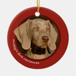 Adorno De Cerámica El primer navidad del perrito (Weimaraner)
