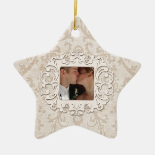 Adorno De Cerámica El primer navidad elegante junto personaliza la