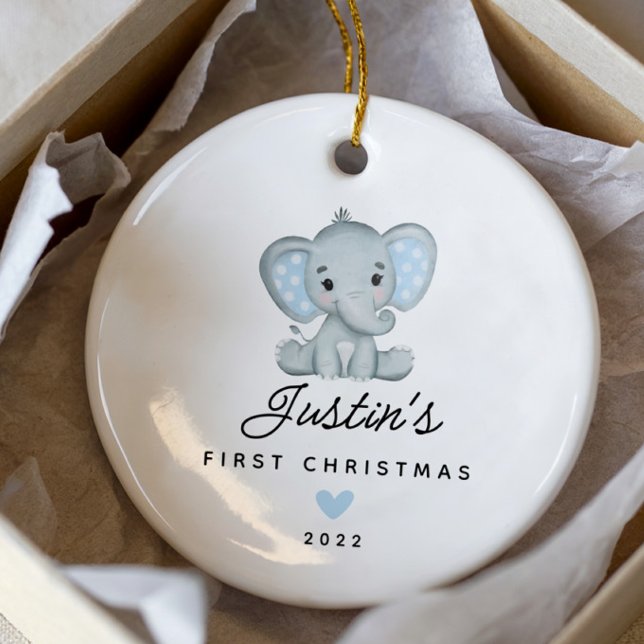 Adorno De Cerámica El primer niño de Navidad elefante de dos caras (Subido por el creador)