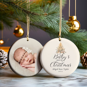 Adorno De Cerámica El primer obsequio de fotos navideñas del bebé